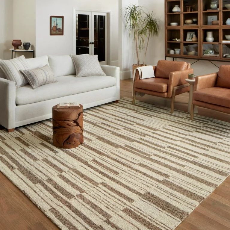 Chris Loves Julia x Loloi Polly Striped Beige/Tobacco 7'-9" x 9'-9" Area Rug - Walmart.com | Walmart (US)