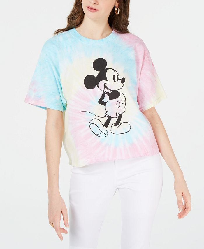 Disney Juniors' Cotton Mickey Mouse Tie-Dyed T-Shirt & Reviews - Tops - Juniors - Macy's | Macys (US)