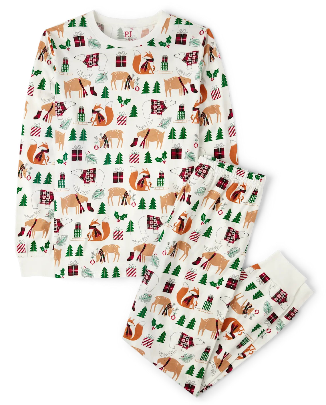 Unisex Adult Matching Family Animal Cotton Pajamas - white | The Children's Place