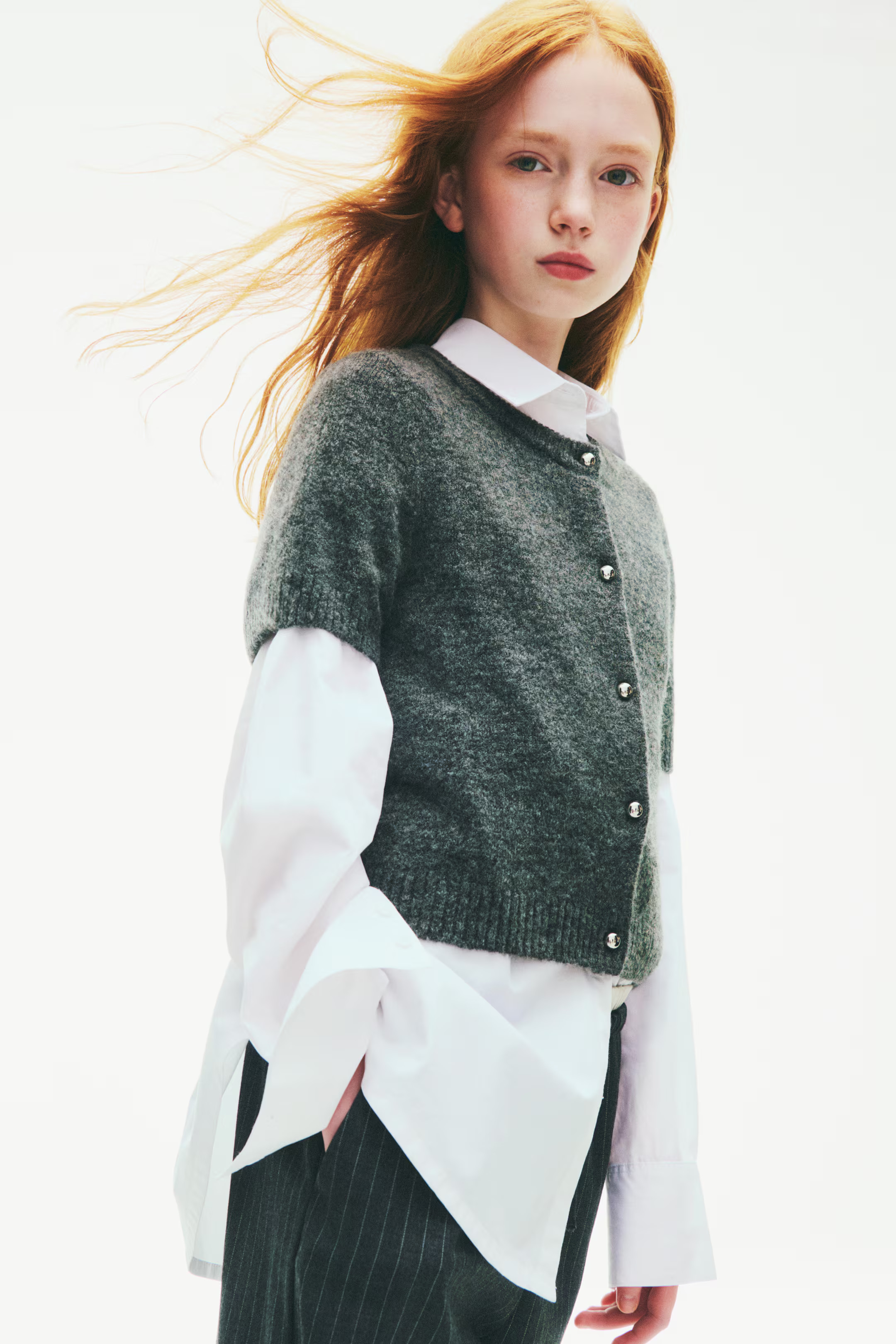 Short-Sleeved Fine-Knit Cardigan - Dark gray melange - Kids | H&M US | H&M (US + CA)