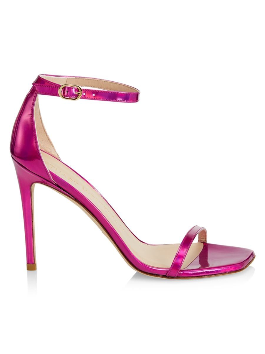 Stuart Weitzman NudistCurve Metallic Leather Sandals | Saks Fifth Avenue