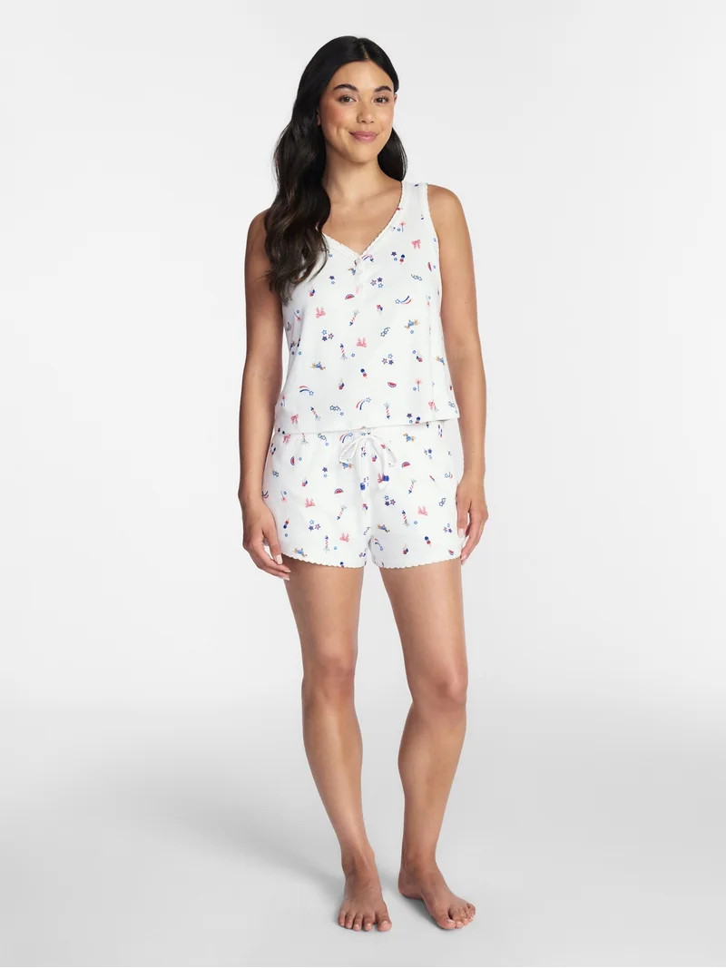 Fourth of July Women's Pointelle Top and Shorts Pajama Set from Way to Celebrate, 2-Piece, Sizes ... | Walmart (US)