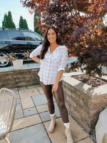 Fall outfits. I’m loving these faux leather leggings that are a dupe for the Spanx Faux leather leggings but only cost $15!!

Boots, Fall boots, Fall outfit, Plaid Shirt, Chelsea boots , Thanksgiving Outfit, Holiday outfit 

#LTKstyletip #LTKSeasonal #LTKHoliday