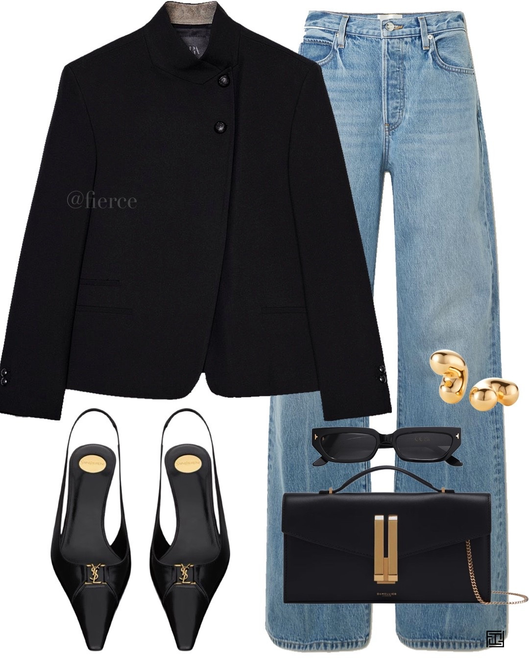 Zara black blazer blue jeans YSL black slingback heeled shoes black clutch bag date night look 

#zara

#LTKdatenight #LTKuk #LTKspring