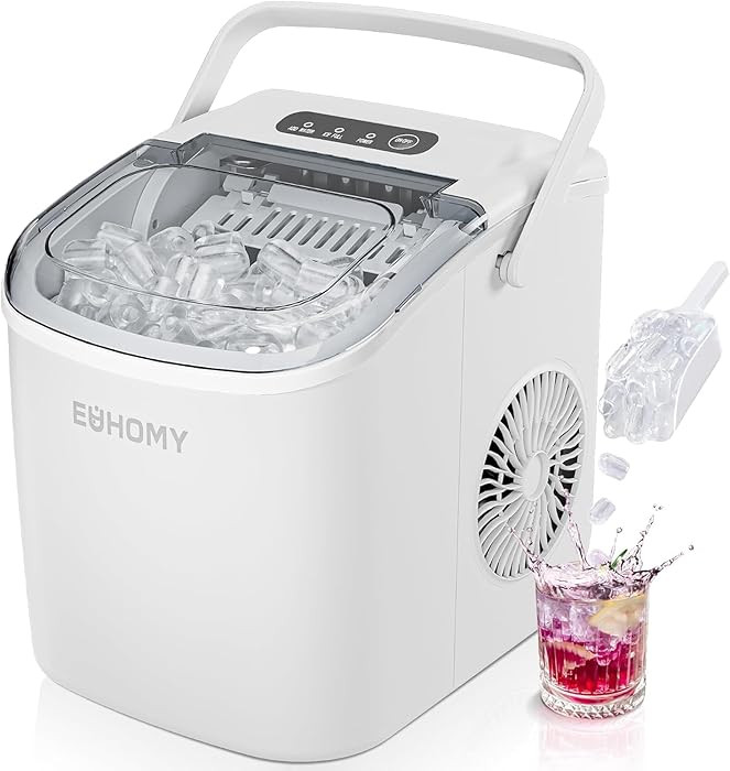 EUHOMY Countertop Ice Maker Machine with Handle, 26lbs Per Day, 9 Ice Cubes Ready in 6 Mins, Auto... | Amazon (US)