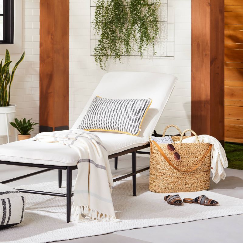 Cushioned Metal Outdoor Chaise Lounge - Cream/Black - Hearth & Hand™ with Magnolia | Target