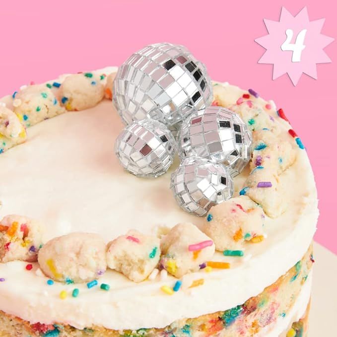 xo, Fetti Disco Ball Cake Topper - 4 Pieces | Birthday Supplies, Bday Cake Decoration, Last Disco... | Amazon (US)