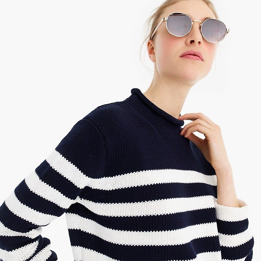 Women's 1988 rollneck™ cropped sweater in stripe | J.Crew US