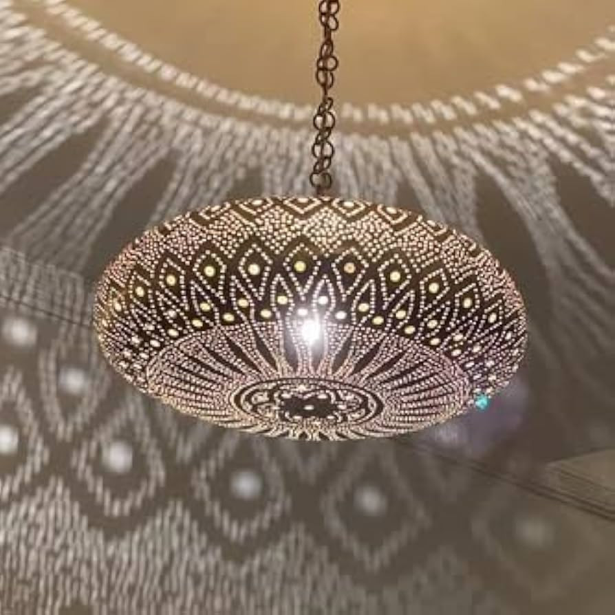 Moroccan Brass Ceiling Lamp, Simple Moroccan Pendant Chandelier - Handmade brass pendant light - ... | Amazon (US)