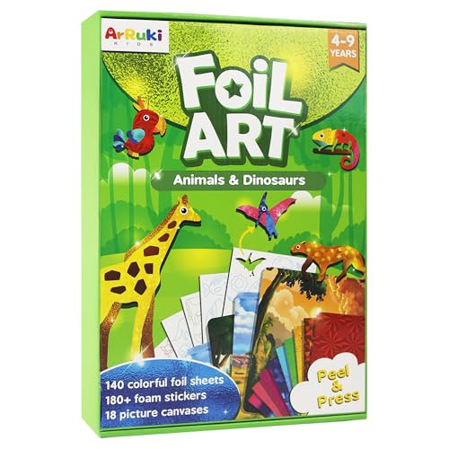 Foil Art Kit for Kids - Animals & Dinosaurs, Mess Free Arts Crafts for Kids Ages 4-9, Foil Foam Stickers, Creative Travel Toys Birthday Gift for 4 5 6 7 8 9 Year Old Girls Boys | Amazon (US)