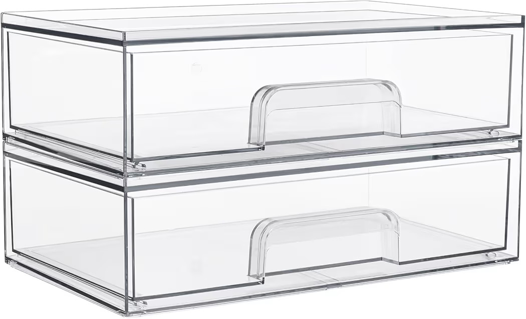 Vtopmart 12.1''W Clear Stackable Storage Drawers,2 Pack Acrylic Plastic Organizers Bins for Makeu... | Amazon (US)