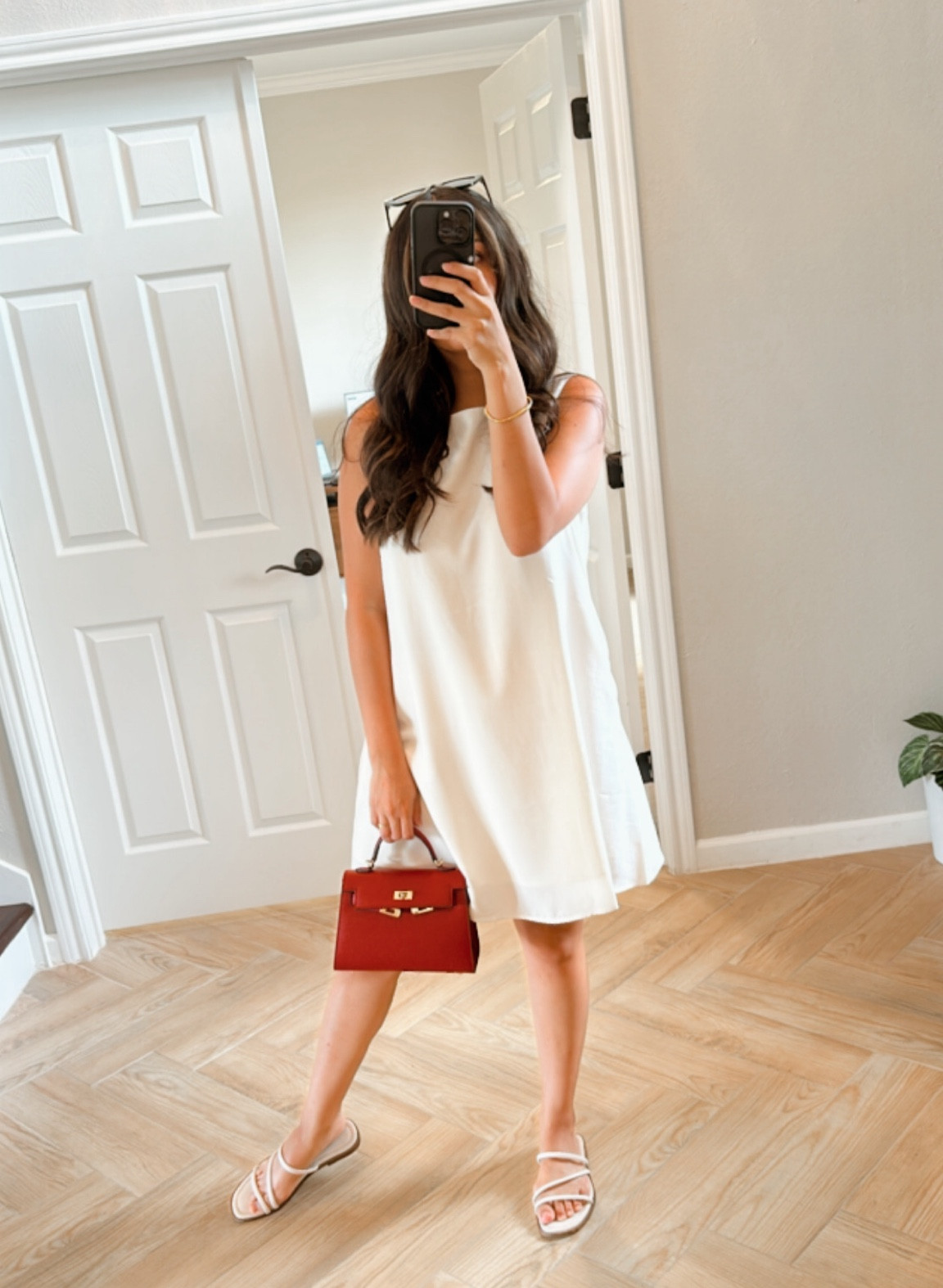 Summer work outfit with a pop of red. White dress sandals and red purse 

#LTKU #LTKFindsUnder100 #LTKWorkwear