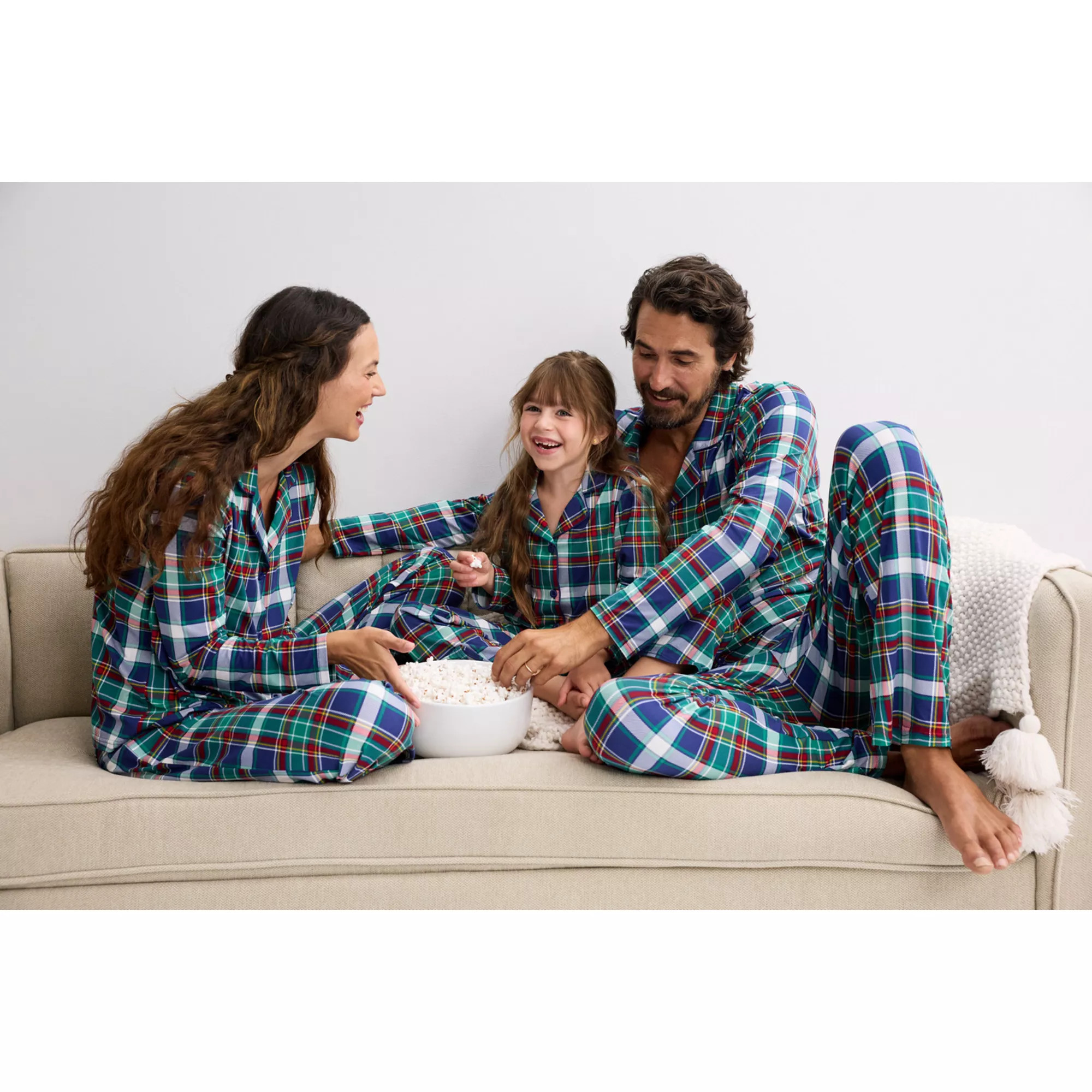 Jammies For Your Families® Blue Plaid Notch Collar Pajama Top & Pajama Bottoms Matching Set | Kohl's