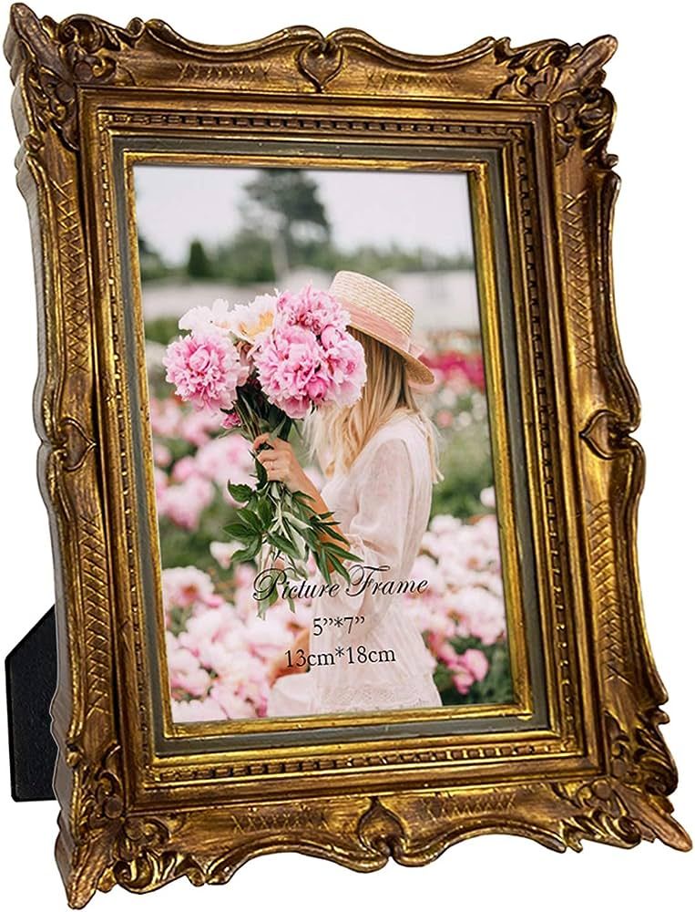 PHAREGE 5x7 Vintage Bronze Picture Frame, 5 by 7 Ornate Antique Picture Frame for Wedding, Retro ... | Amazon (US)