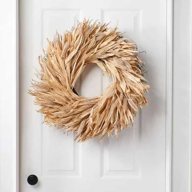 Way to Celebrate Harvest Corn Husk and Wheat Wreath 24" | Walmart (US)