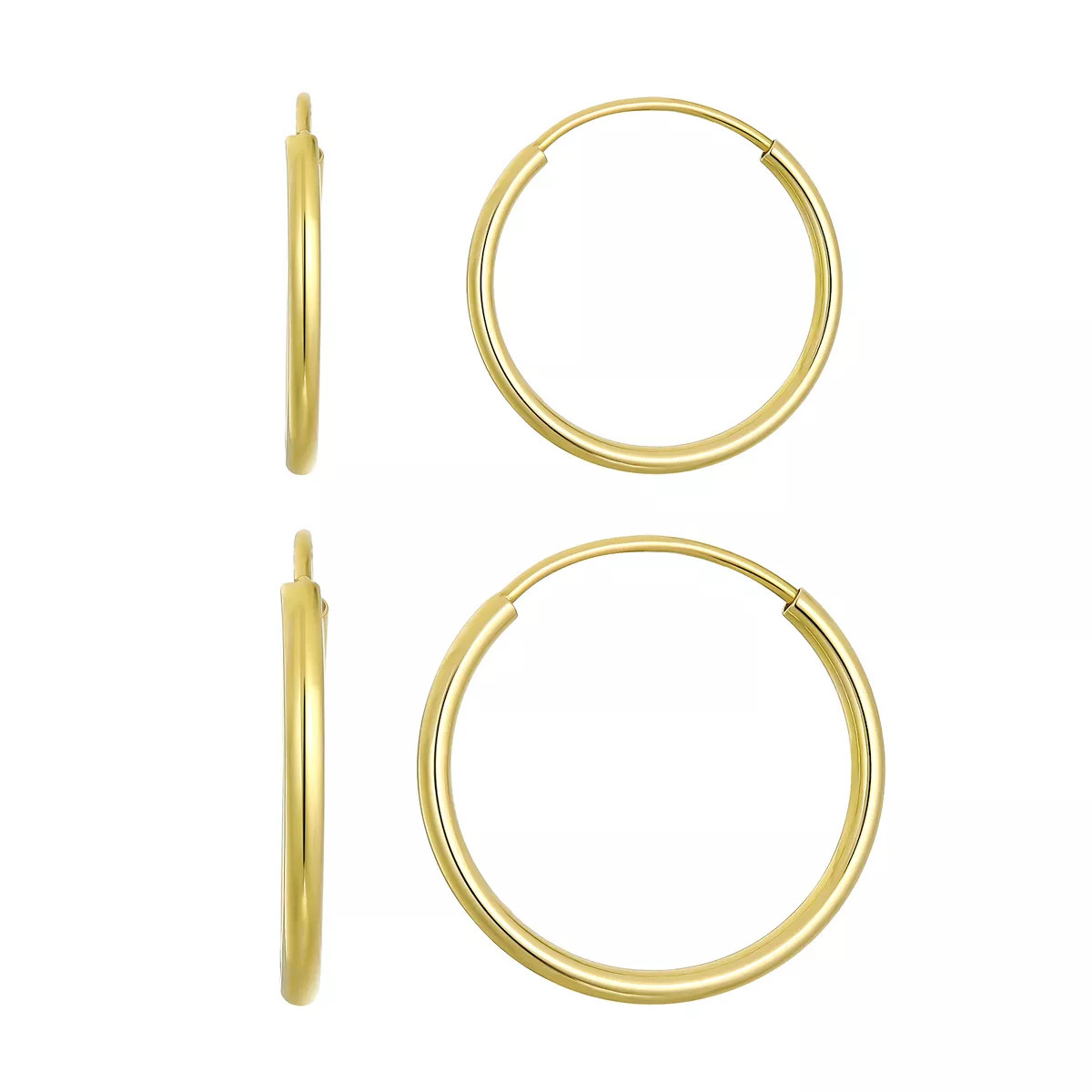 Taylor Grace 10k Gold 10 mm & 12 mm Endless Tube Hoop Earring Set | Kohl's