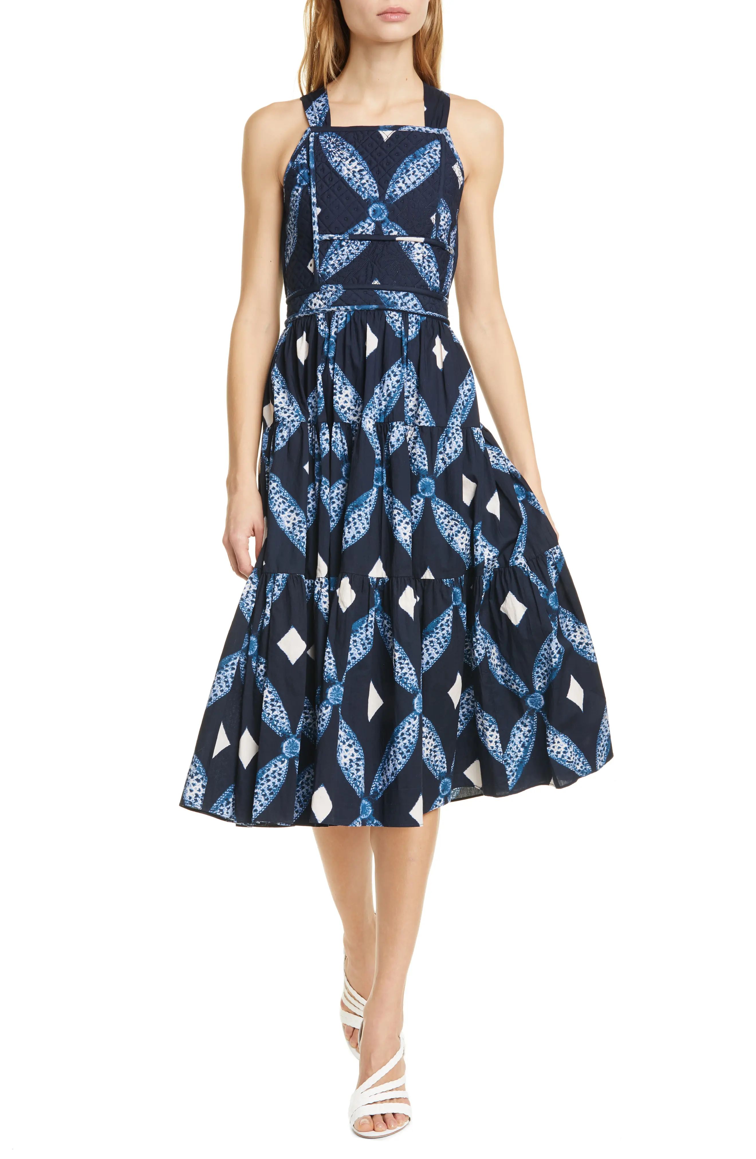 Women's Ulla Johnson Jiya Quilted Midi Dress, Size 4 - Blue | Nordstrom