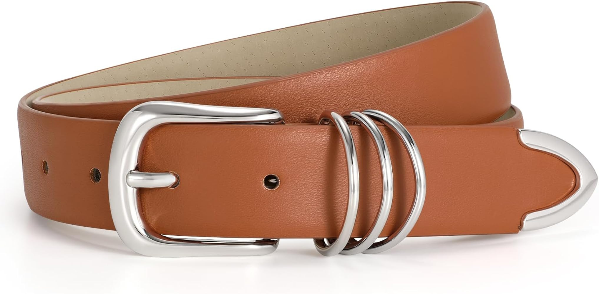 JASGOOD Women Leather Belt Gold Buckle Ladies Elegant Faux Leather Waist Belt for Jeans Pants | Amazon (US)