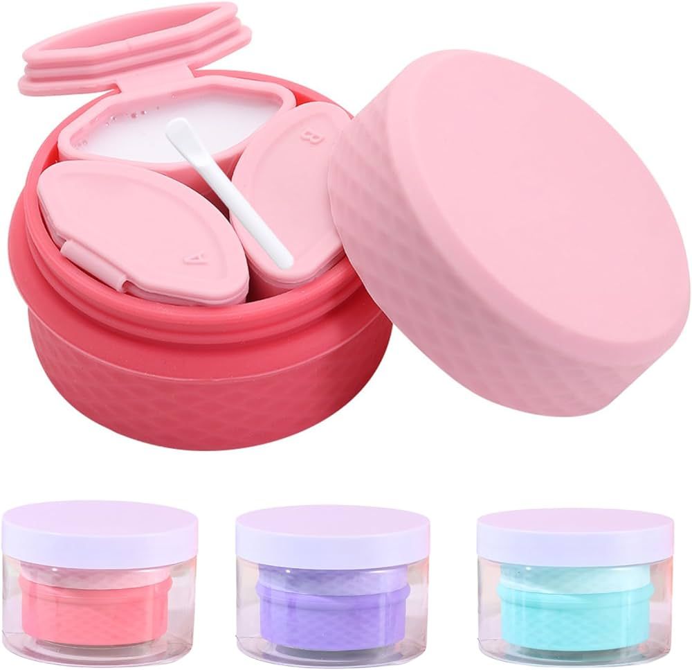 3 in 1 Travel Silicone Makeup Containers for Toiletries Shampoo Lotion Refillable Empty Jars with... | Amazon (US)
