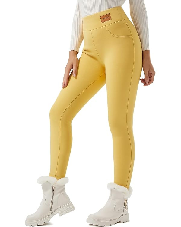 JK SUE JONES Women Winter Warm Thick Leggings Fleece Lined Stretchy Soft Thermal Sherpa Pants Hig... | Amazon (US)