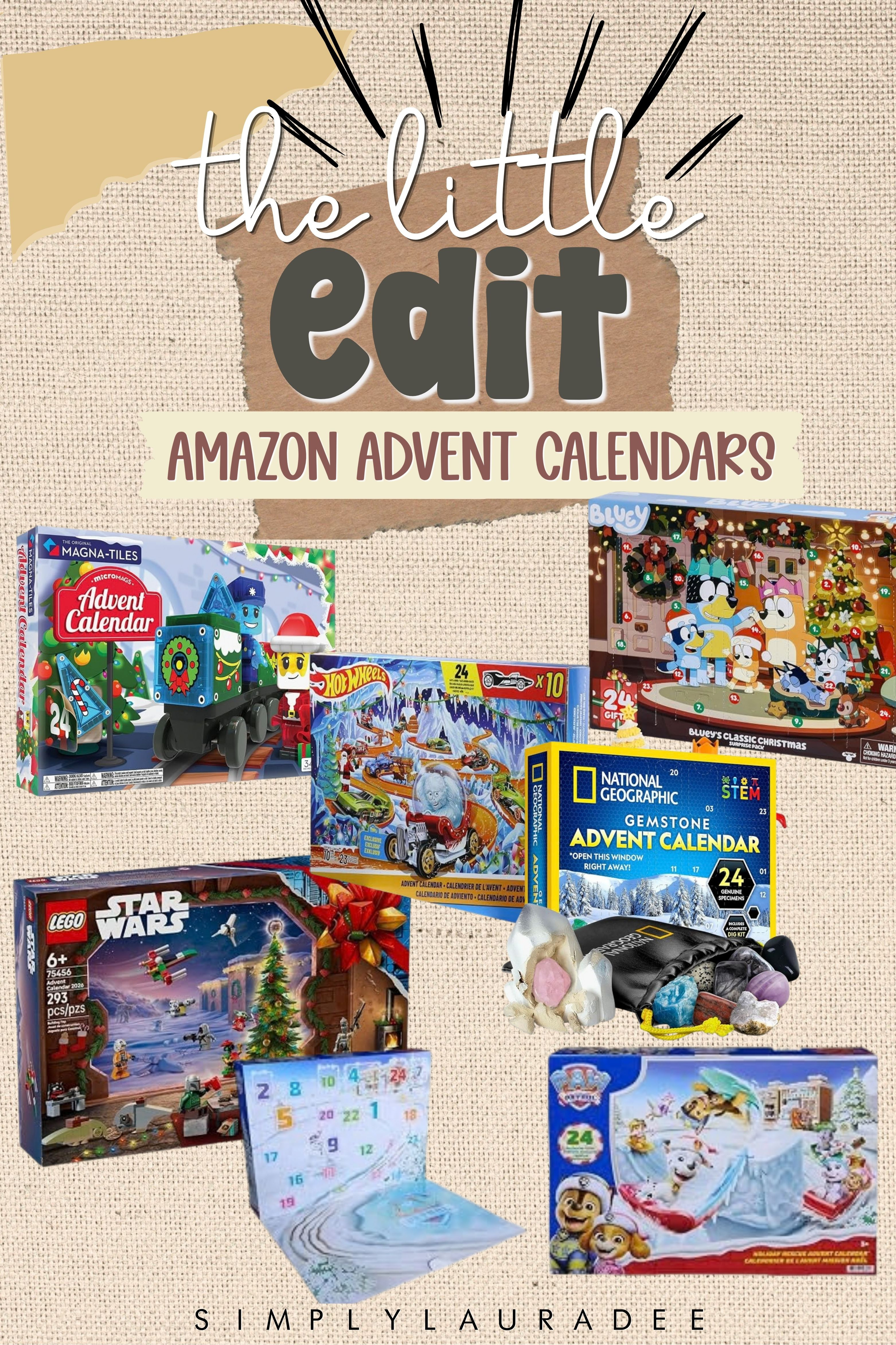 The advent calendars my kids would pick! These Amazon finds, from Bluey to LEGO Star Wars to gemstones, make the countdown to Christmas fun, and they're easy to order early. #adventcalendars #christmasforkids #amazonfinds 

 #LTKmomlife #LTKSeasonal