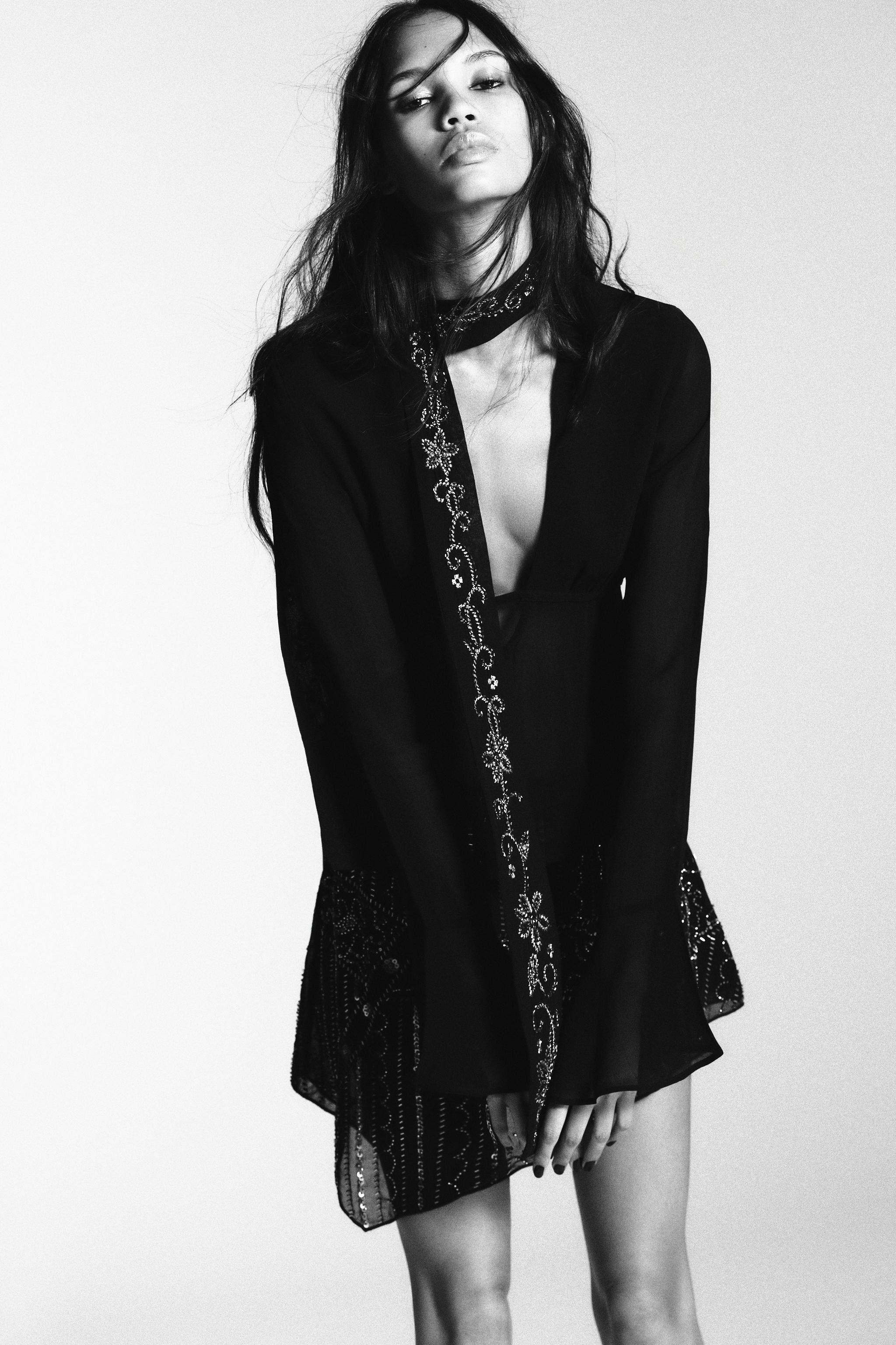 EMBROIDERED FOULARD GEORGETTE SHIRT | Zara US