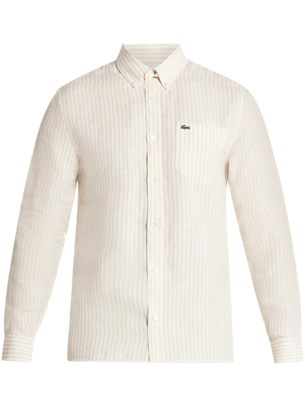 Lacoste Striped Linen Shirt | White | FARFETCH JO | Farfetch Global