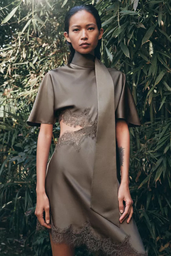 ZW COLLECTION SATIN LACE DRESS | Zara FR