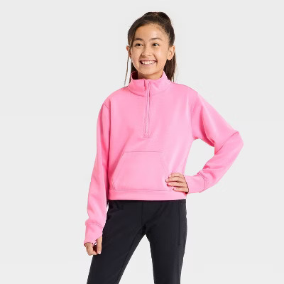 Girls' Airy Sleek Zip-Up Sweatshirt - All In Motion™ Pink L | Target