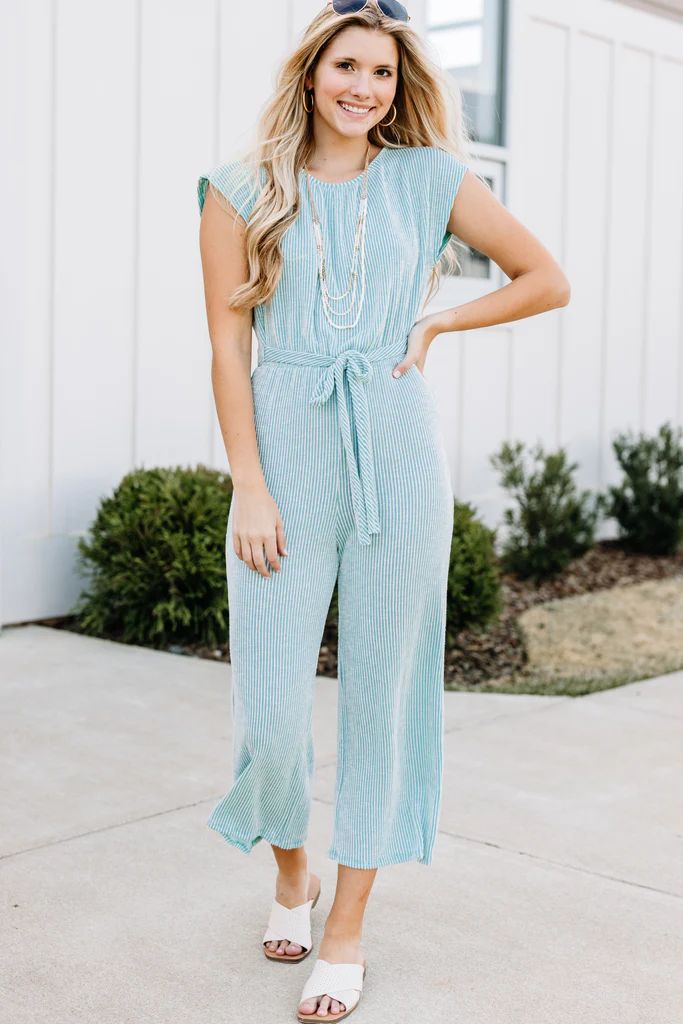 Feeling Confident Mint Green Ribbed Jumpsuit | The Mint Julep Boutique