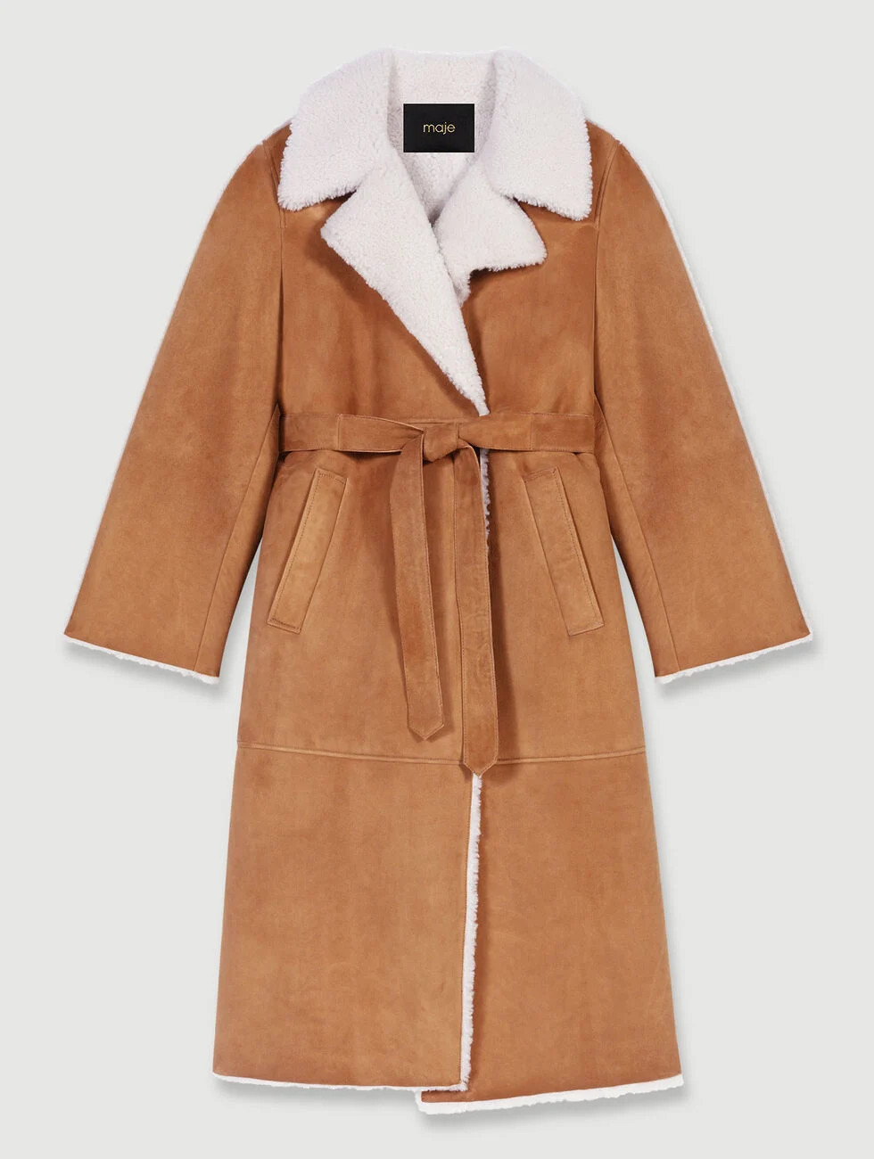 Long fleece coat Brown for Women | Maje | Maje US