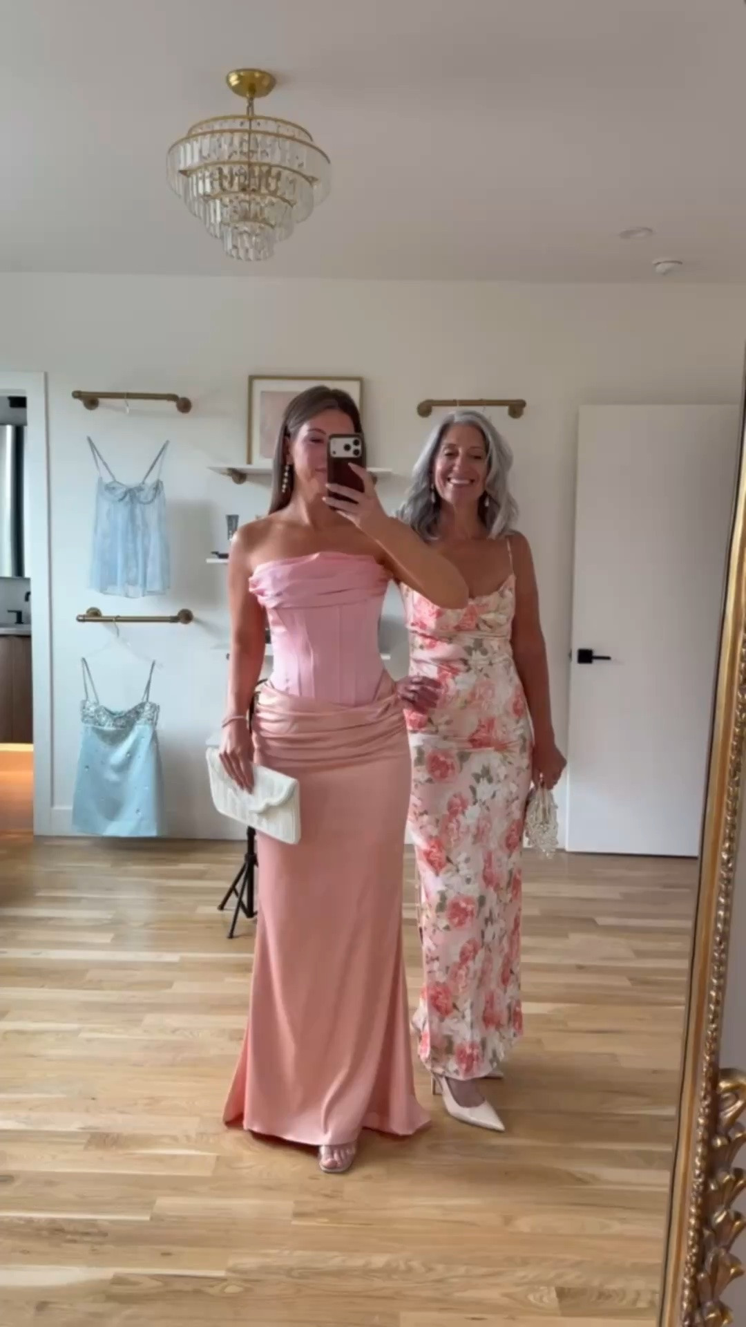 🌸 the two pink silhouettes that own every room they walk into.

A rose pink off-shoulder corset column with a draped bodice that holds and elongates with total sleek sophistication. 

A blush large scale floral satin column with spaghetti straps and a belted waist that skims and moves beautifully all evening long.

I wear a medium or 6. Emerson wears her usual small or 2.

Save this for your next invitation.

Share it with a friend who's shopping. 💌

#weddingguestdress #motherofthebride #springwedding #weddingseason2026 #occasiondress

#LTKSeasonal #LTKOver40 #LTKWedding
