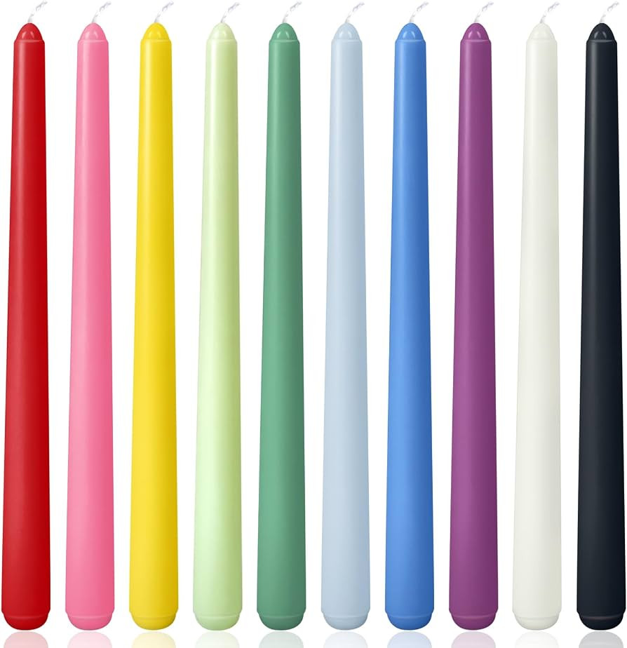 10 Inch Colored Taper Candles for Religious and Spiritual Settings, 10 Pack Unscented Candlestick... | Amazon (US)