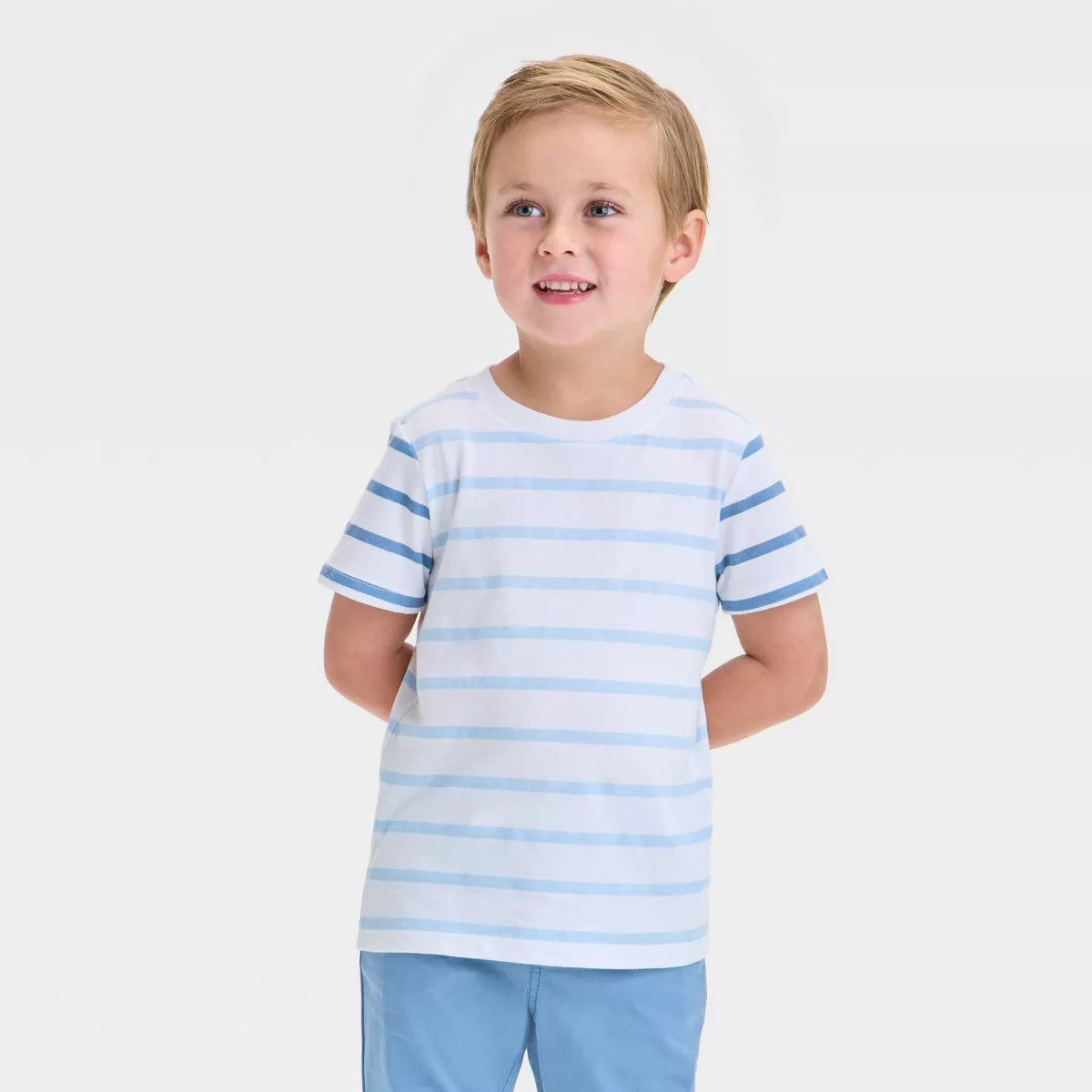 Toddler Boys' Short Sleeve Colorblock Striped T-Shirt - Cat & Jack™ Light Blue | Target