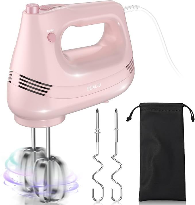 GUALIU Electric Hand Mixer with Stainless Steel Whisk, Dough Hook Attachment and Storage Bag, Han... | Amazon (CA)