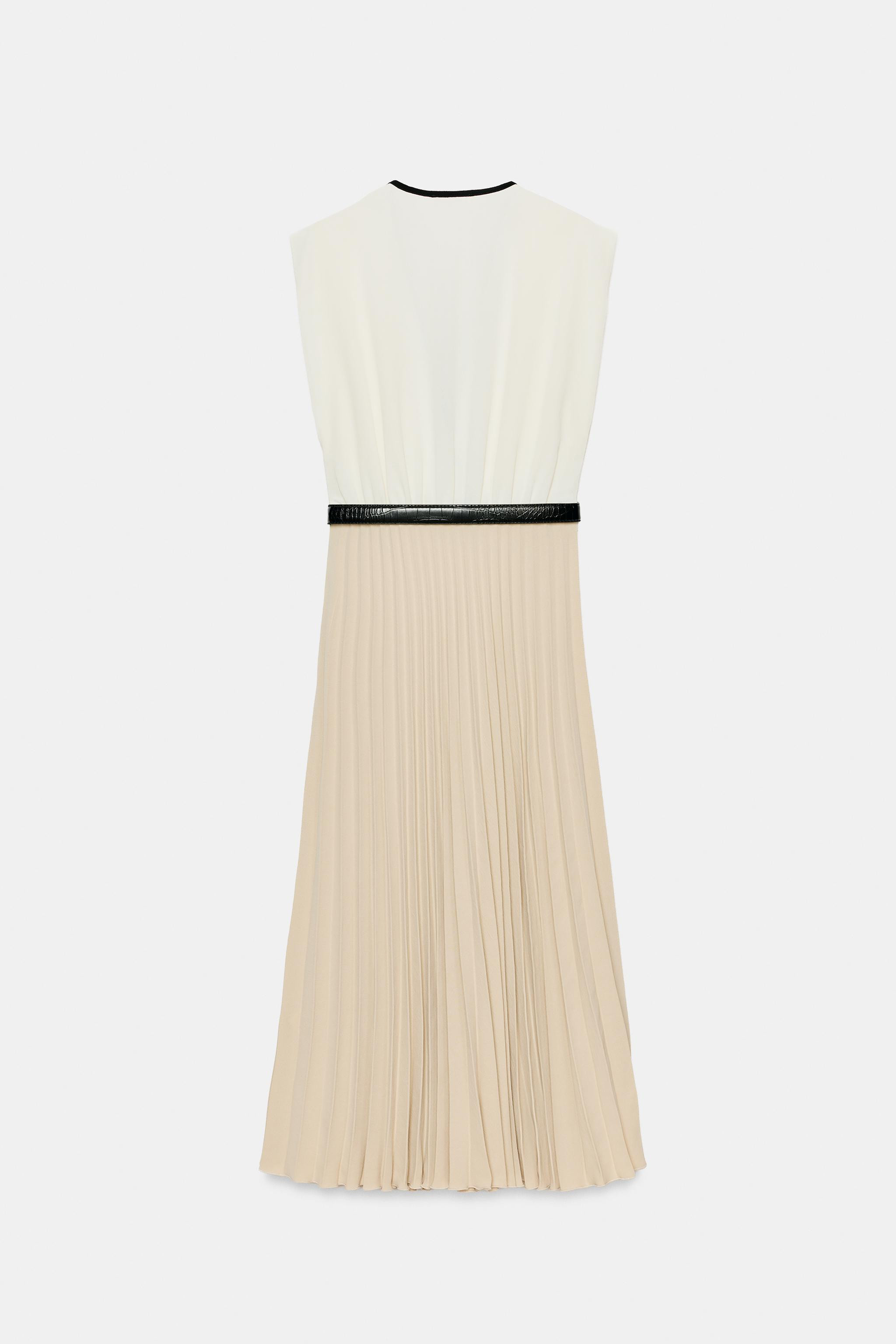 CONTRAST PLEATED MIDI DRESS | Zara US