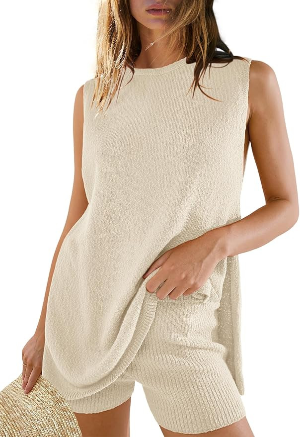 Panadila Womens Summer Lounge Sets 2 Piece Outfits Beach Vacation Outfits Tank Top and Shorts Swe... | Amazon (US)
