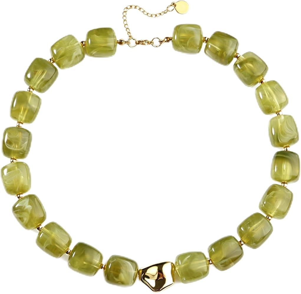 GelConnie Chunky Beaded Necklaces for Women Acrylic Choker Necklaces Unique Colorful Large Beads ... | Amazon (US)