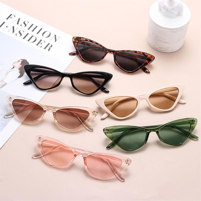 SOJOS Retro Vintage Narrow Cat Eye Sunglasses for Women Clout Goggles Plastic Frame Cardi B SJ204... | Amazon (US)