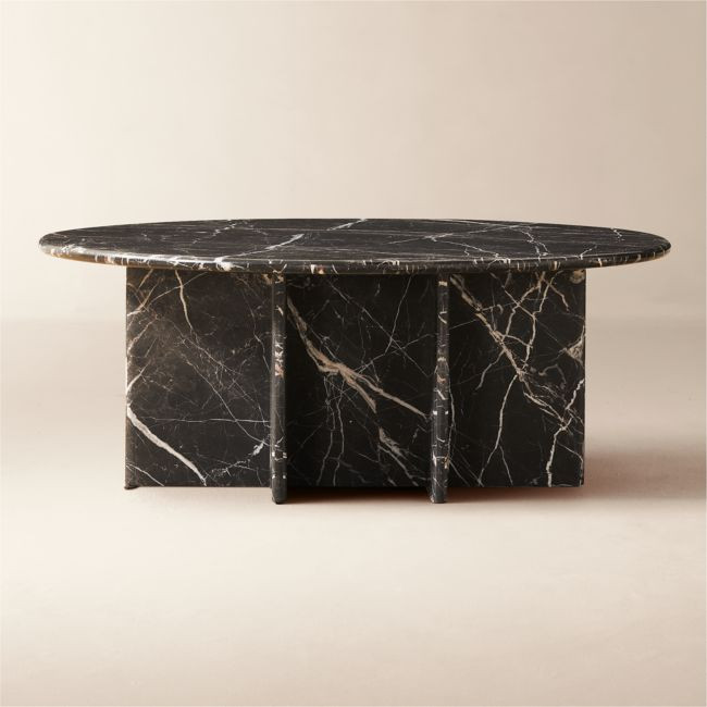 Pasar 42" Round Black Marble Coffee Table | CB2