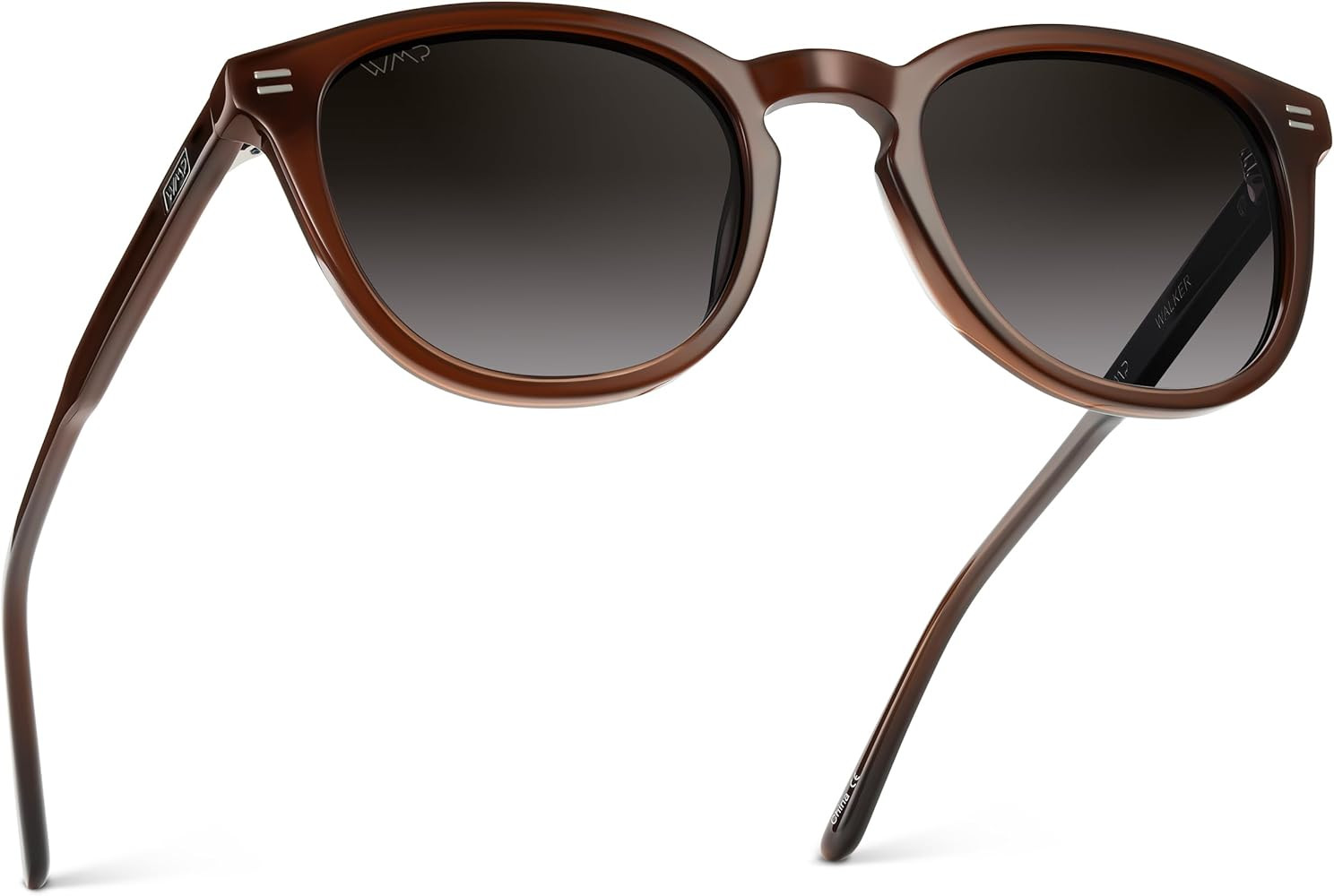 WMP Eyewear - Men's Classic Round Polarized Sunglasses, Premium Slim Acetate Frame with Dashed Ri... | Amazon (US)