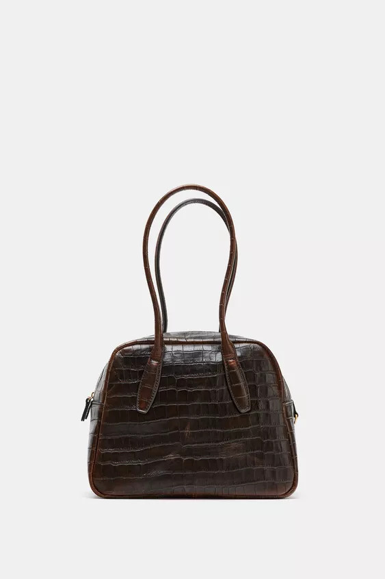 EMBOSSED LEATHER BOWLING BAG | Zara UK