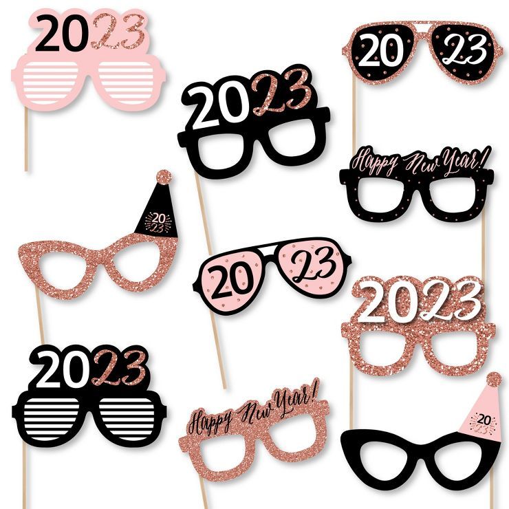 Big Dot of Happiness Rose Gold Happy New Year Glasses - Paper Card Stock 2023 New Year's Eve Part... | Target