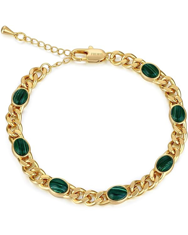 Dainty Layering Bracelets for Women 18 k Gold Plated Fashion Adjustable Chunky Cuban Paperclip Li... | Amazon (US)