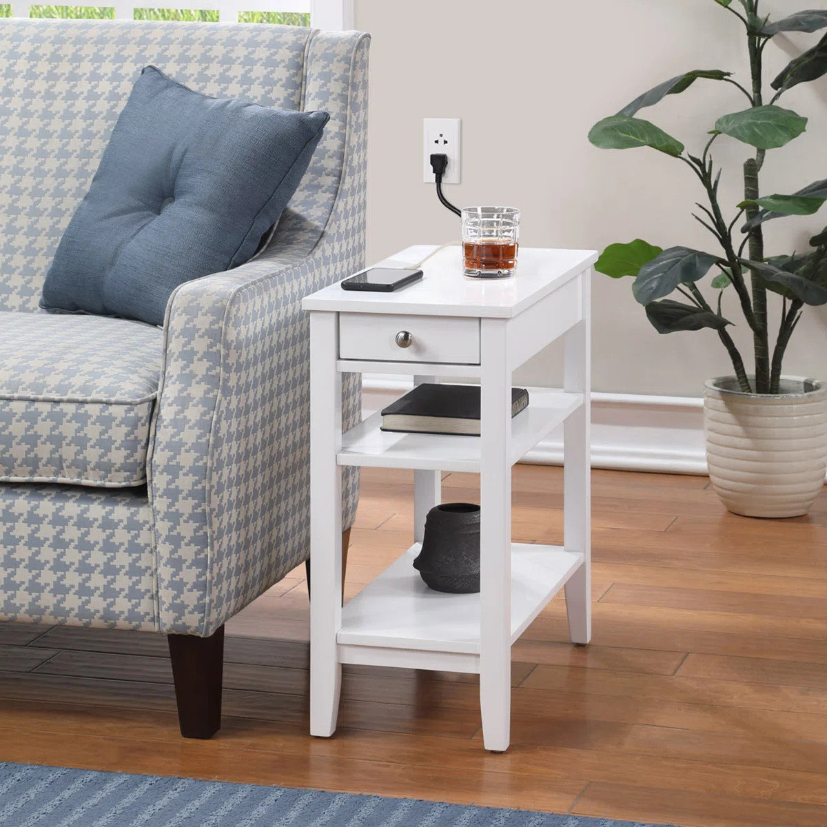 Carbin 24" H 1-Drawer End Table with Built-In Outlets | Wayfair North America