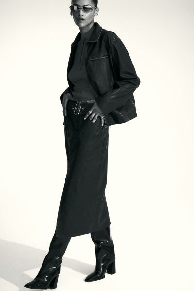 Distressed-look Skirt with Belt - Dark brown - Ladies | H&M US | H&M (US + CA)