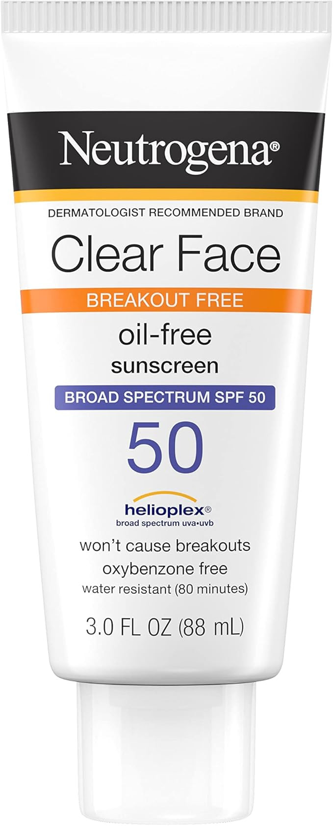 Neutrogena Clear Face Liquid Lotion Sunscreen for Acne-Prone Skin, Broad Spectrum SPF 50 UVA/UVB ... | Amazon (US)