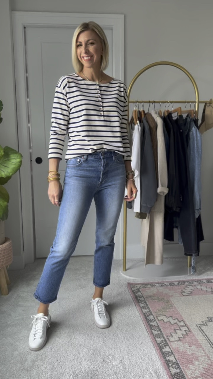 Long-Sleeve Striped Henley T-Shirt … curated on LTK