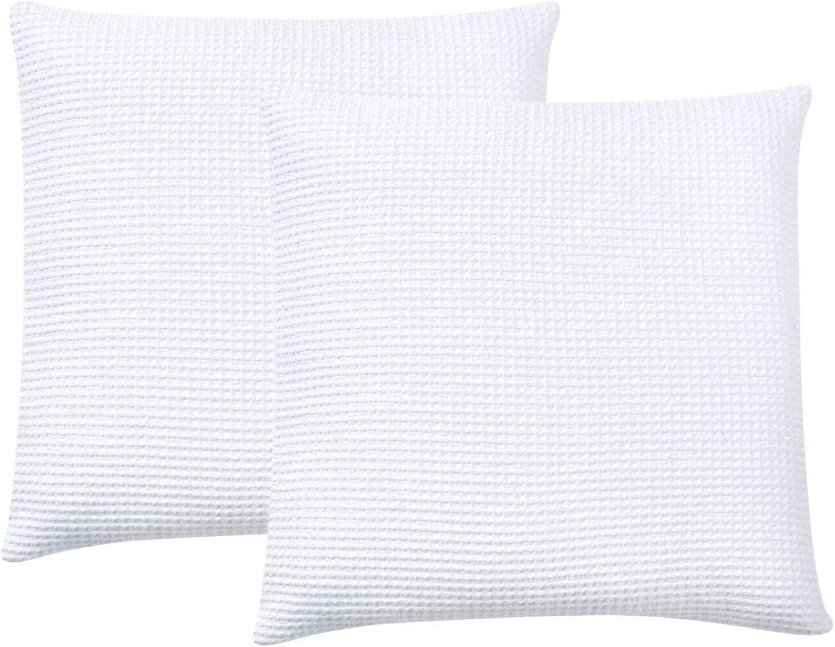 PHF Cotton Waffle Euro Sham Pack of 2 Cover Home Decorations Soft Comfort Square Throw Pillow Cov... | Amazon (US)