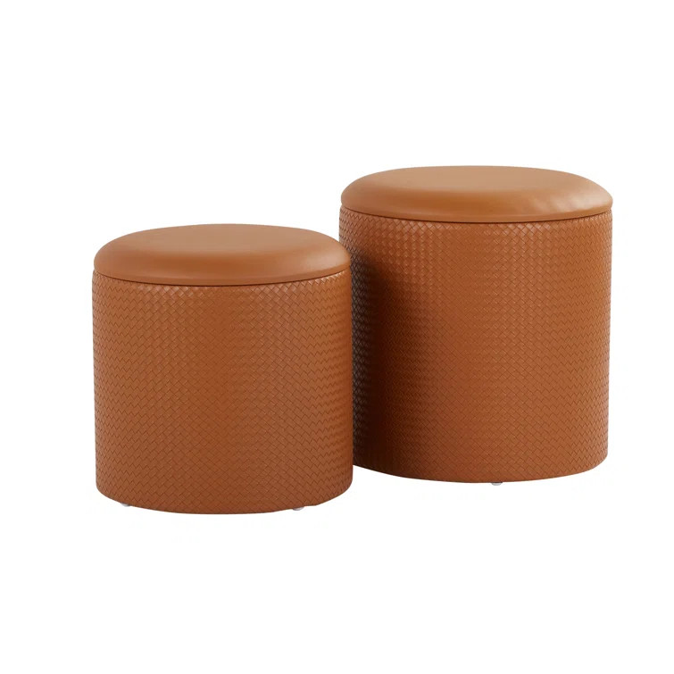 Zubin Vegan Leather Storage Ottoman (Set of 2) | Wayfair North America